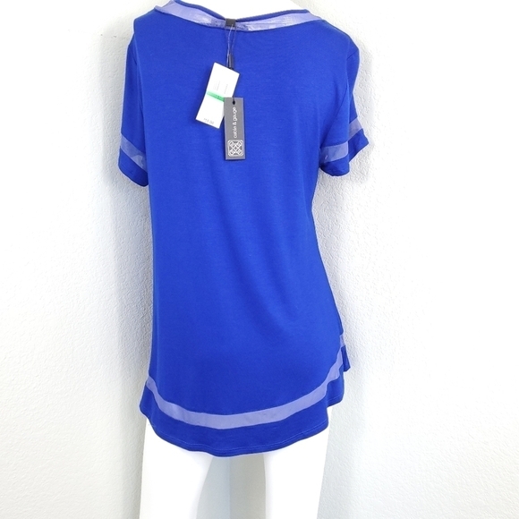 NWT Cable & Gauge Womens Blue Short Sleeved Top Shirt Size L - Picture 4 of 10